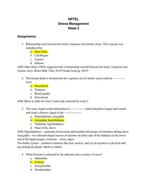 Nptel Stress Management Week 2 Assignment Solutions - NPTEL Stress ...