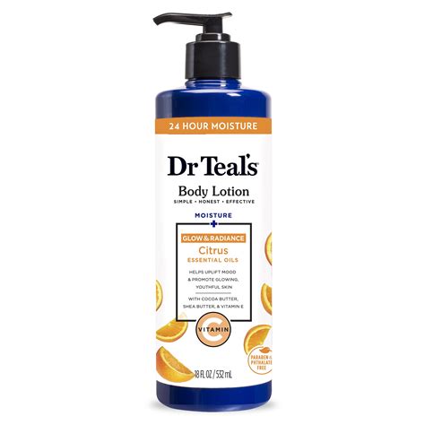 Dr Teal's Body Lotion, 24 Hour Moisture + Radiant with Vitamin C ...