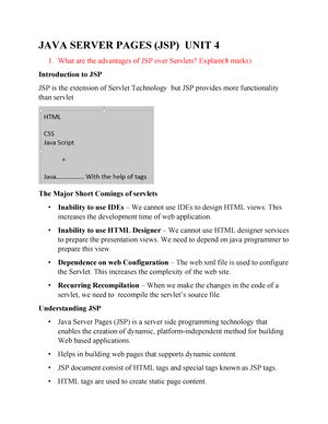 Java Unit III - Java servlet - Important Questions 1. What are the ...