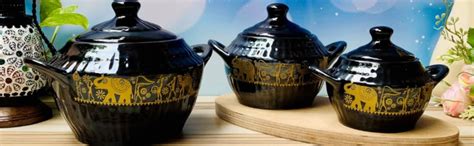 Buy Homefrills Ceramic 3 Pcs Egyptian Design Handprinted Multipurpose ...