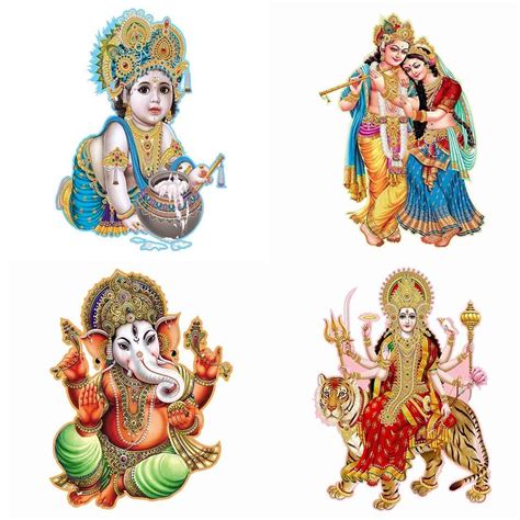oe Set of 4 Wall Stickers Bal Gopal with Makhan Matki | Classic Radha ...