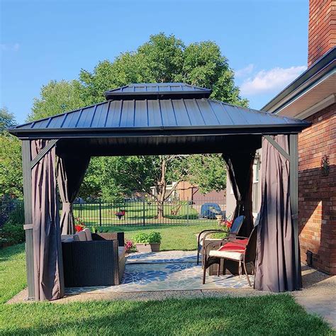 Amazon.com : Domi 10' x 10' Hardtop Gazebo Outdoor Metal Gazebo with ...