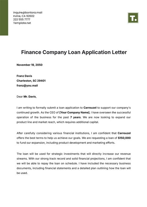 FREE Loan Application Letter Templates & Examples - Edit Online & Download