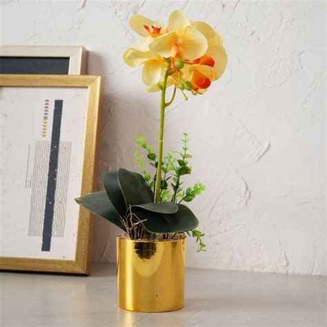 Artificial Yellow Plant with Golden Pot - Yellow – HOME 360