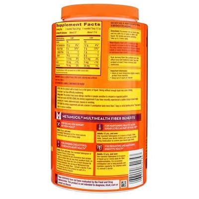 Buy Metamucil Psyllium Fiber Supplement Orange Sugar Smooth Texture ...