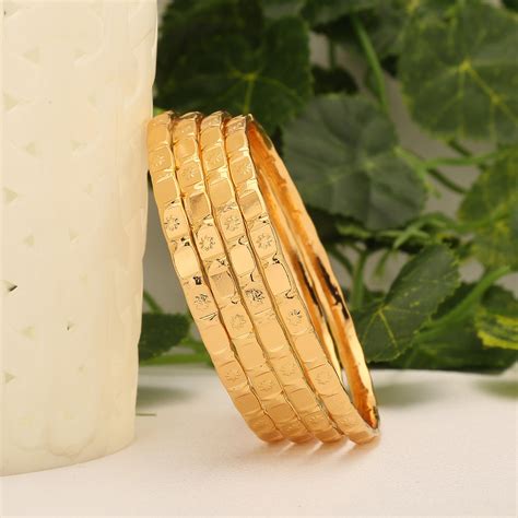 Shop Elegant Micro Gold Plated Rectangular Pattern Bangles - Set of 4 ...