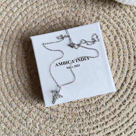 White crystal cross necklace silver plated – Ambica India