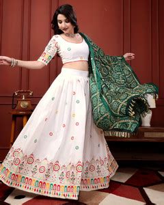 VEEDHRUMI Bandhani, Embroidered, Leheriya Semi Stitched Lehenga Choli ...
