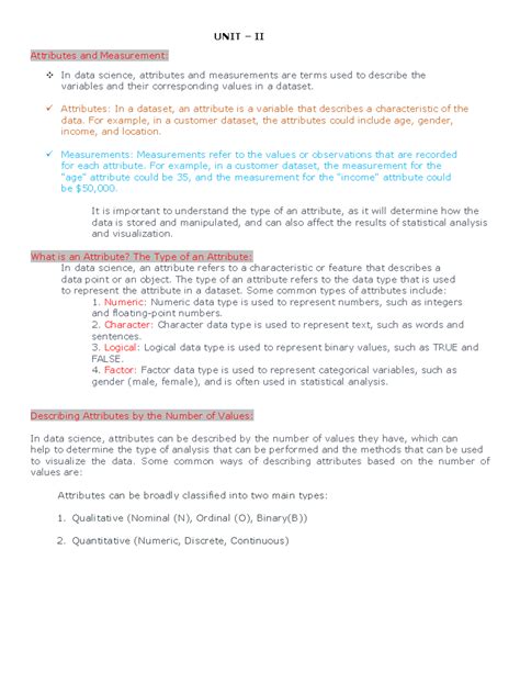 IDS 2 - Understanding Attributes and Measurements in Data Science - Studocu