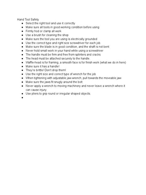 Hand Tool Safety | PDF