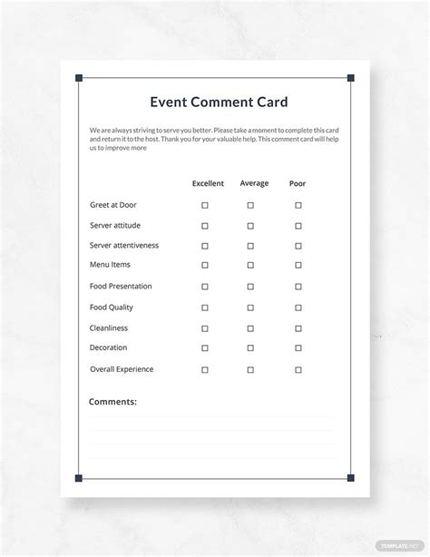 Image result for Comment Card Template