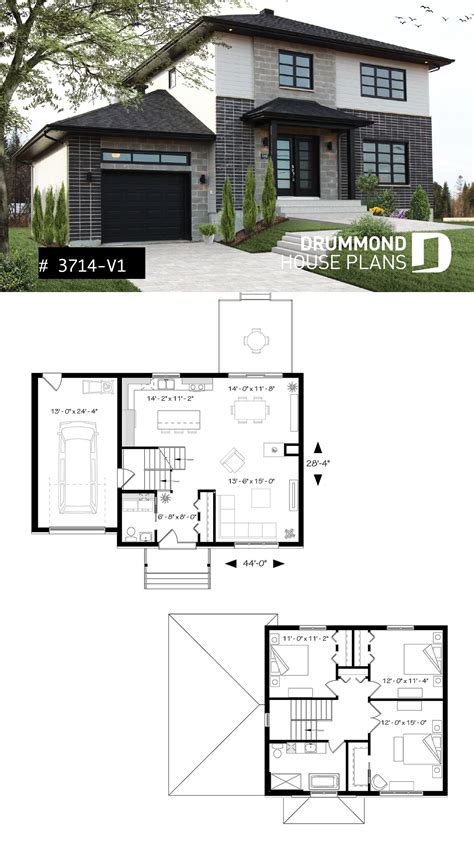 Two-Story House Floor Plan with Open Concept Living Space