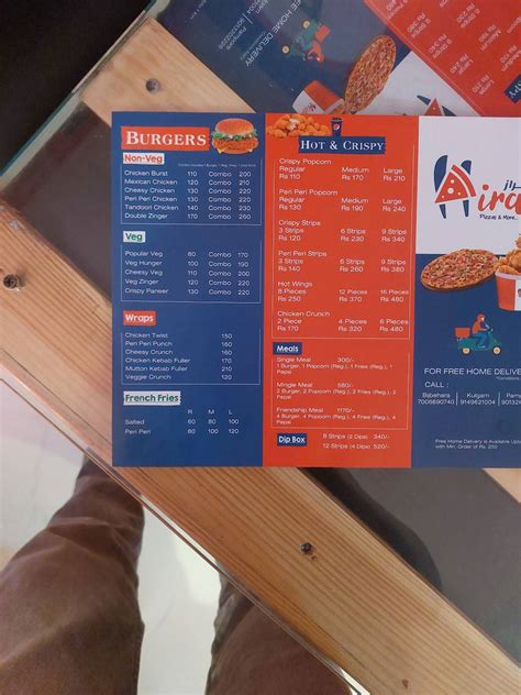 Menu at Hiraz foods, Bijbehara