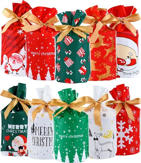 Morcheiong 80pcs Christmas Drawstring Bags Christmas Gift Candy Bags ...