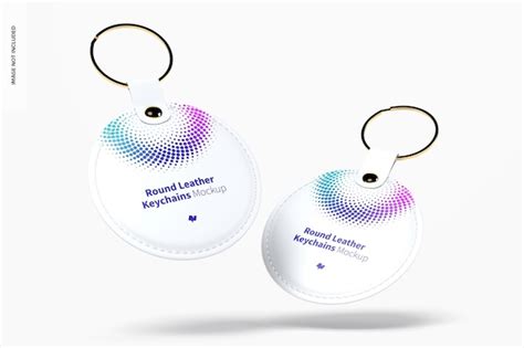 Round leather keychains mockup floating | Premium PSD