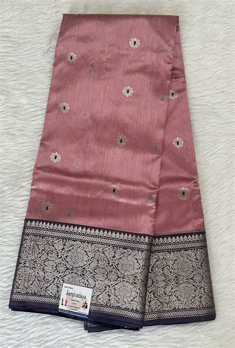 Chanderi Pattu Saree Pastel Pink colored saree complemented with Plum ...