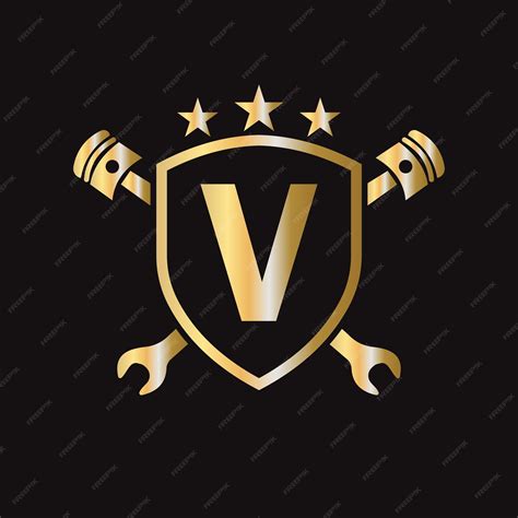 Repair logo on letter v vector template automotive mechanic symbol ...