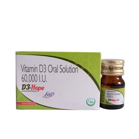 D3-Hope 60K Sugar Free Butterscotch Flavour Oral Solution 5 ml Price ...