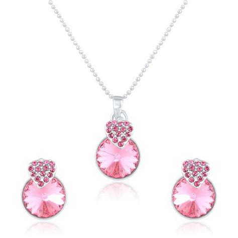 Mahi Rhodium Plated Strawberry Pendant Set Made for Women NL7204089RPin ...