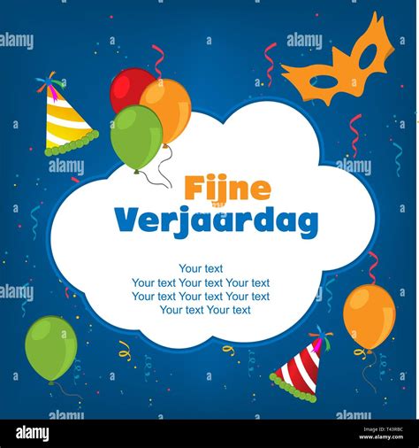 Happy Birthday in Dutch. fijne verjaardag Stock Vector Image & Art - Alamy
