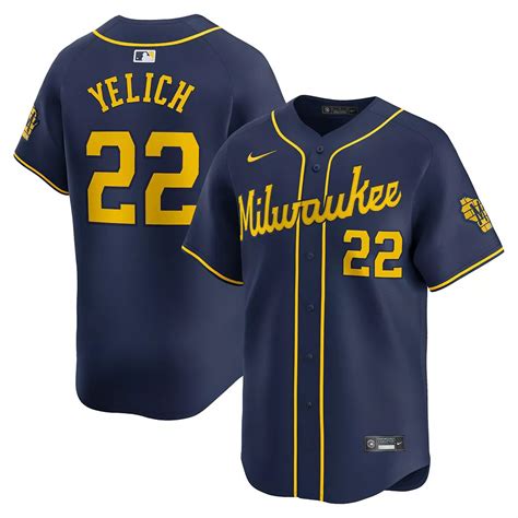 Men's Nike Christian Yelich Navy Milwaukee Brewers Alternate Limited ...