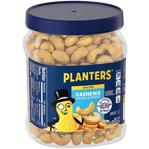 PLANTERS Salted Cashew Halves CM31 & Pieces, Party Snacks, Plant-Based ...