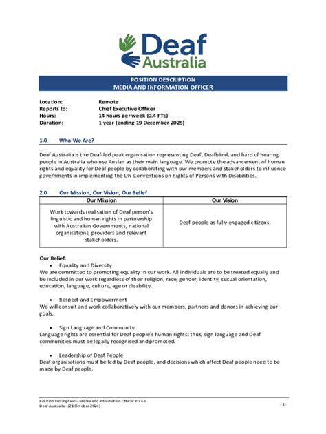 Fillable Online Position Description for Media and Information Officer ...