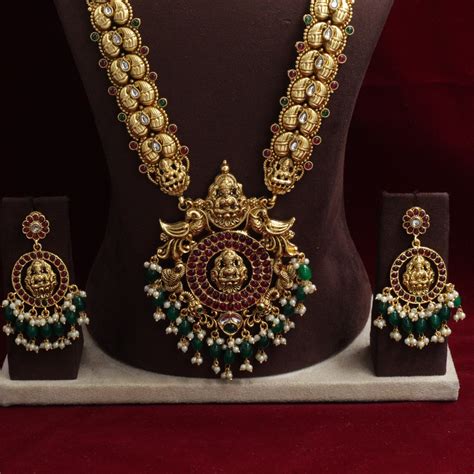 Gold Look Alike Traditional Paisley Lakshmi Bridal Haaram – Happy Pique