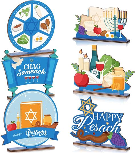 Amazon.com: 6 Pcs Passover Wooden Centerpiece Decorations Happy ...
