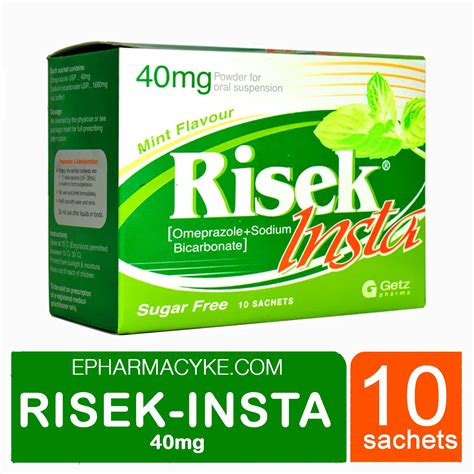 RISEK INSTA GRANULES OMEPRAZOLE 40MG+SODIUM BICARBONATE 1680MG - 10'S - ePharmacy Kenya