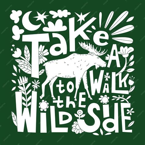 Silhueta branca de um alce com letras e decoração floral citação em ...