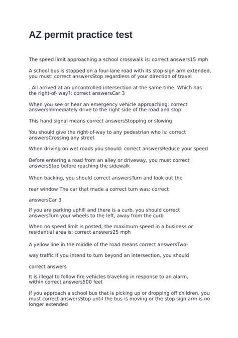 AZ permit practice test exam with 100% correct answers 2025 - AZ permit ...