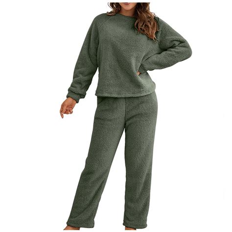 POIUYTR 2 Pack Women's Sherpa Fleece Winter Pajama Set Soft Long Sleeve ...
