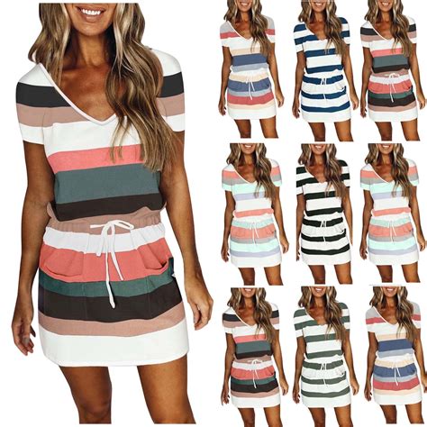 Sentmoon Womens Summer Dresses Loose Fit Shirt Short Sleeve Short ...