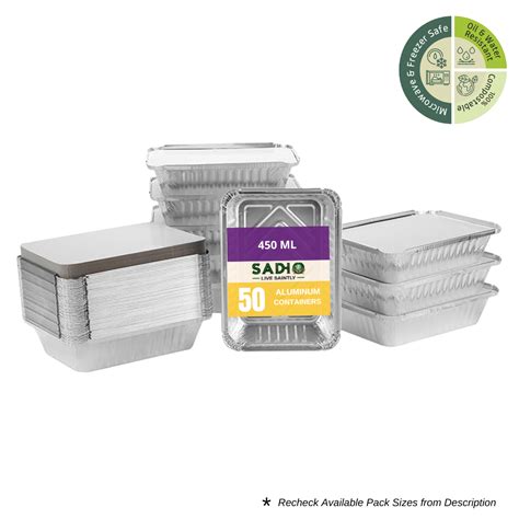 Sadho 450ml (15.2oz) Aluminium Foil Containers for Food Packing, Ovens ...
