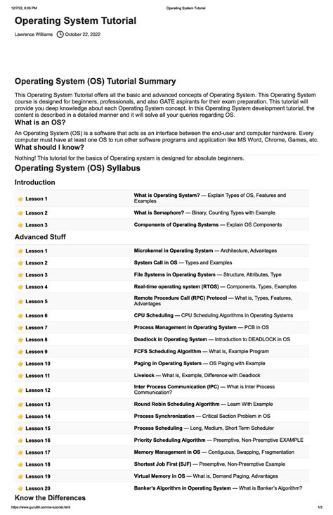 1.Operating System Tutorial - guru99 - Master of Computer Application ...