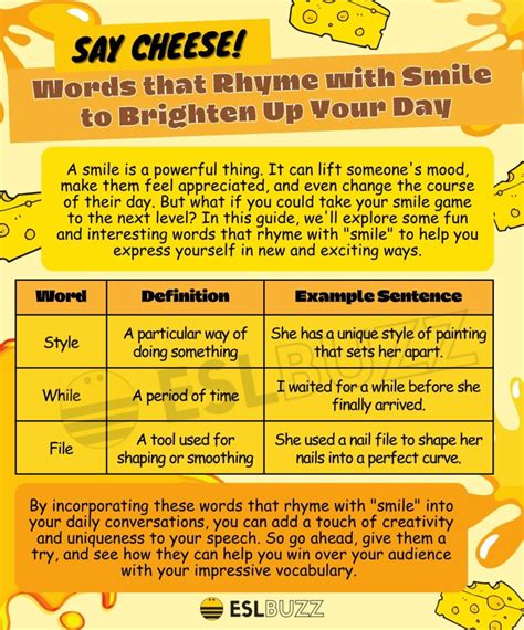 Words that Rhyme with Smile for Better Rhymes - ESLBUZZ