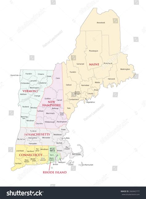 New England States Administrative Map Stock Vector (Royalty Free ...