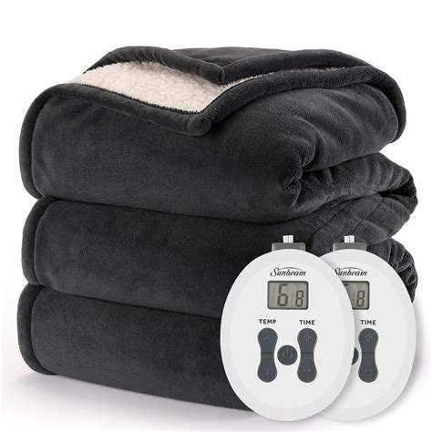 Sunbeam Cozy Feet Velvet Heated Blanket With Digital Display Controller ...