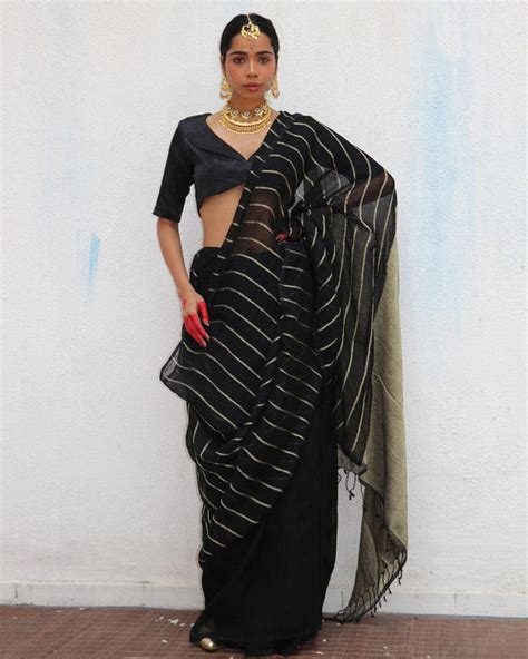 Buy Binodini Handwoven Linen Zari Saree | Chidiyaa