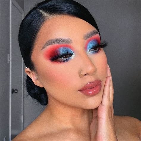 red white blue eye makeup
