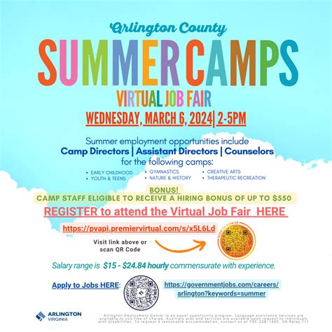 Arlington Summer Camp Virtual Job Fair – Official Website of Arlington County Virginia Government