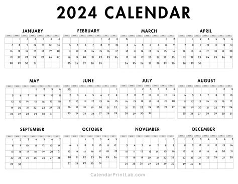 2024 calendar printable free download yearly – Artofit