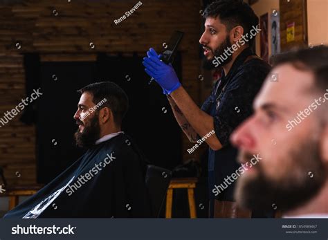 Latin Barber Working Barber Shop Bearded Stock Photo 1854989467 ...