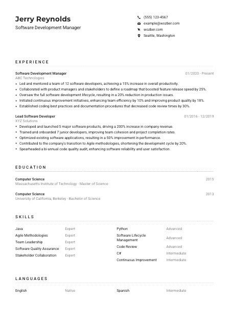 Image result for Software Manager Resume Examples