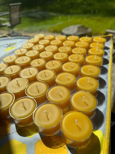 Beeswax Tealights 6|12|24|48|96 BULK| Each 4-hr Burn|100% Pure Beeswax ...