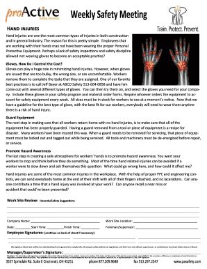 Fillable Online Hand injuries - proactivesafetyservices.com Fax Email ...