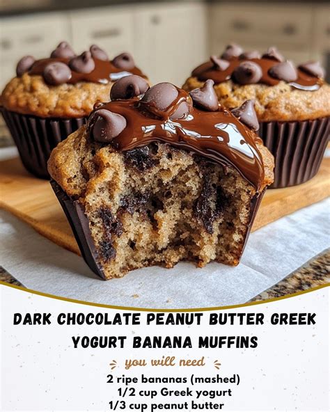 Recipes - Dark Chocolate Peanut Butter Greek Yogurt Banana Muffins ...