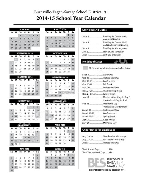 District 15 Calendar
