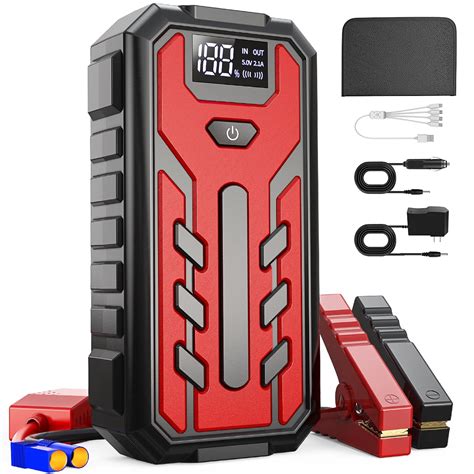 GPED Portable Car Jump Starter, 4000A Peak, 39800mAh, 12V Battery Booster, LCD Screen, QC 3.0 ...